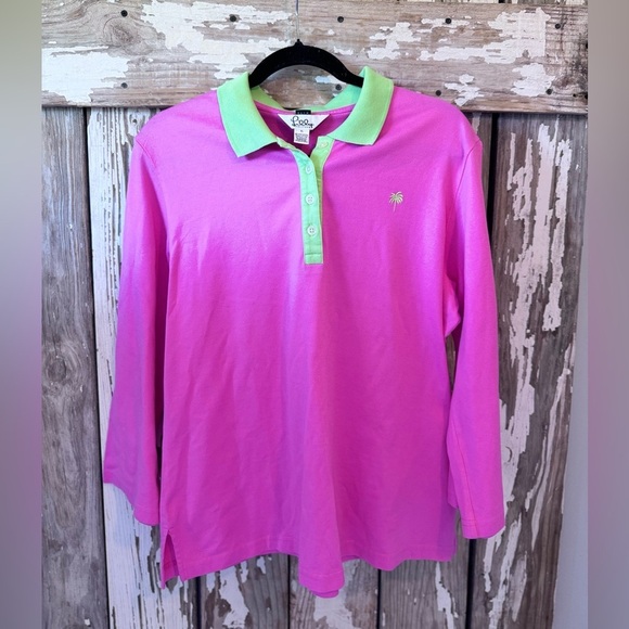 Lilly Pulitzer Pink and Green Polo Shirt & Short Set Vintage XL & Size 10 - Picture 7 of 16